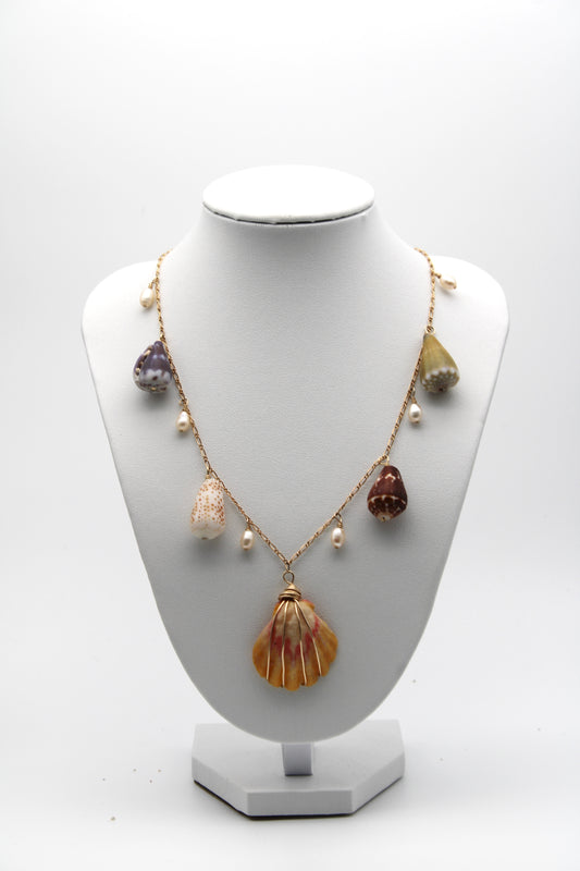 White Pearl Chunky Sunny Charm Necklace