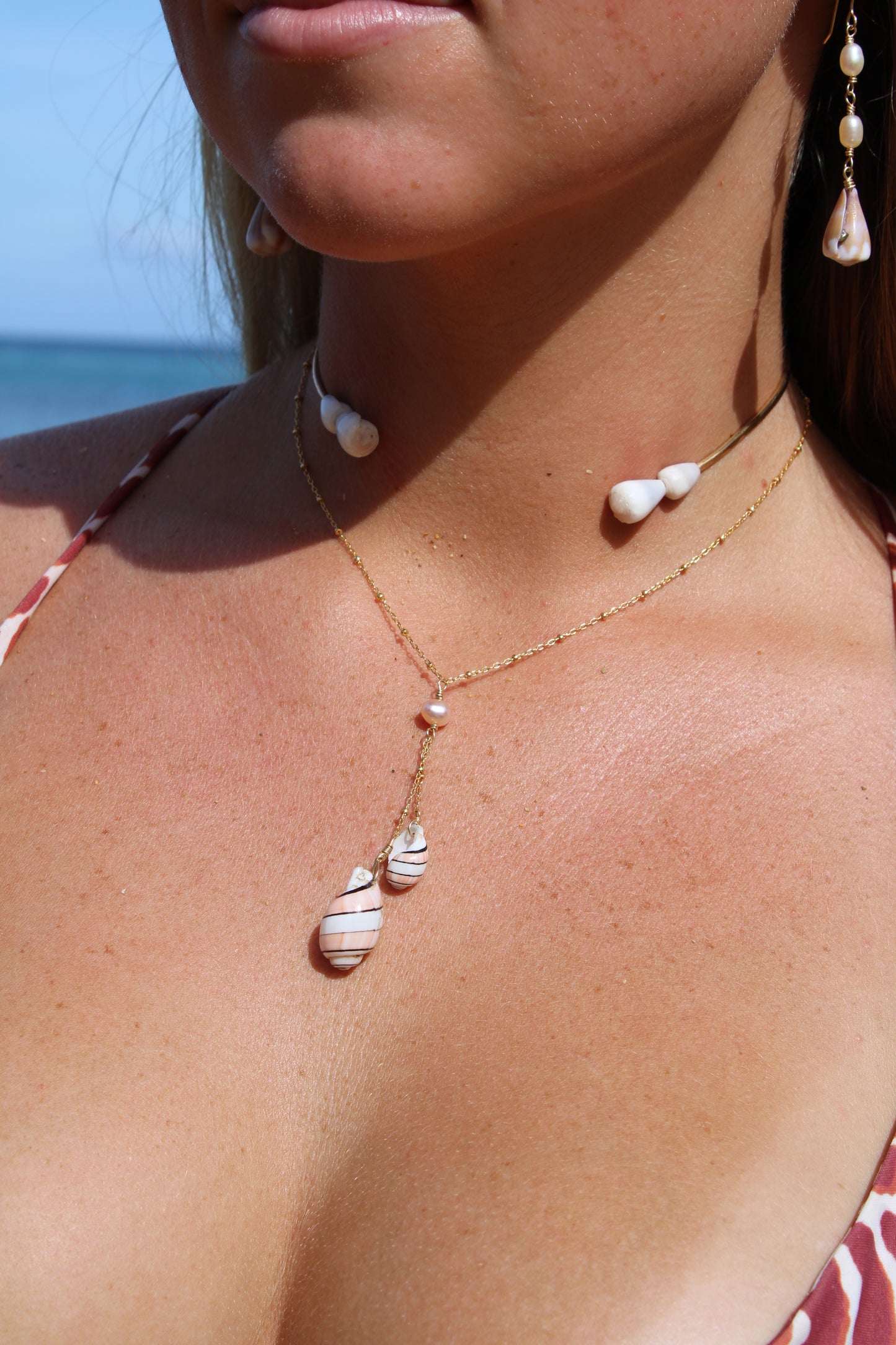 Bubble Shell Drop Necklace