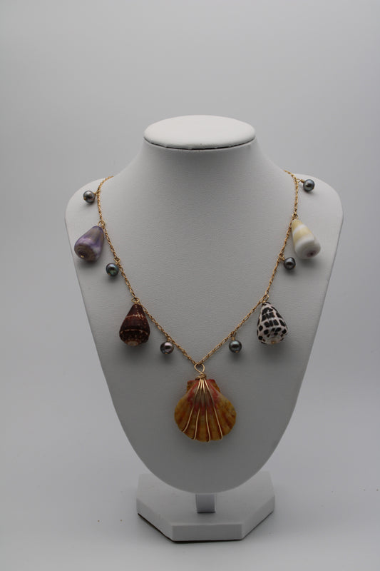 Blue Akoya Pearl Chunky Sunny Charm Necklace