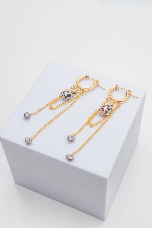 Baby Hebrew + Dangling Keshi Pearl Earrings