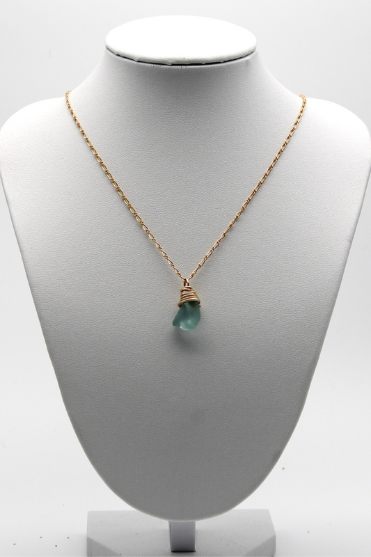 Blue Sea Glass Necklace