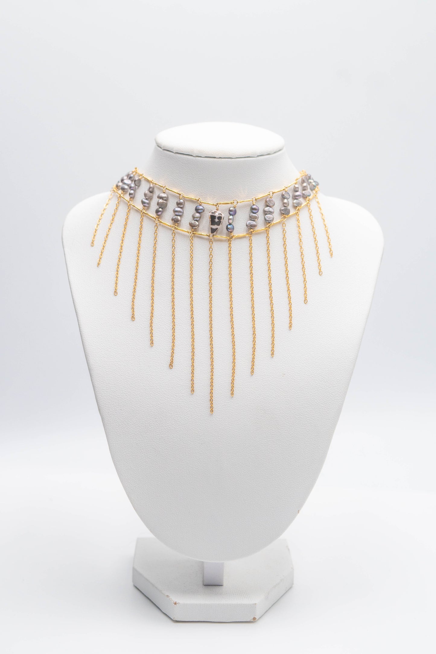 Hebrew Shell + Keshi Pearl Crown Choker