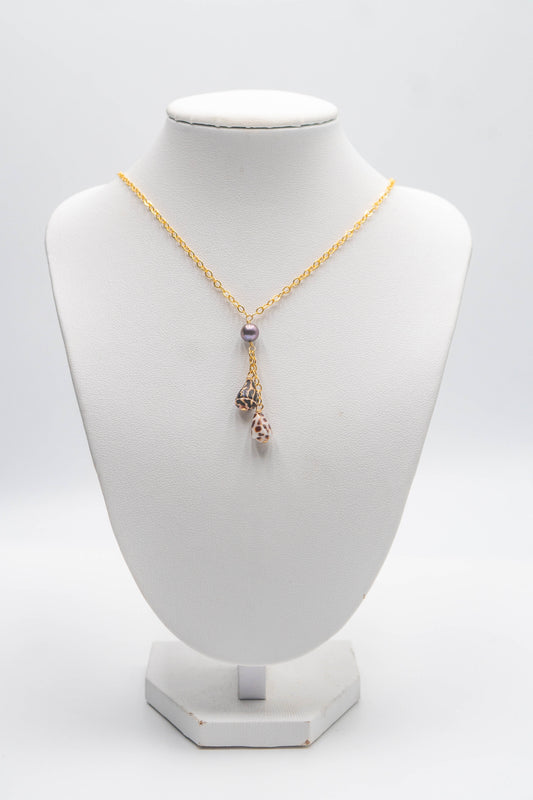 Shells + Pearl Lariat Necklace