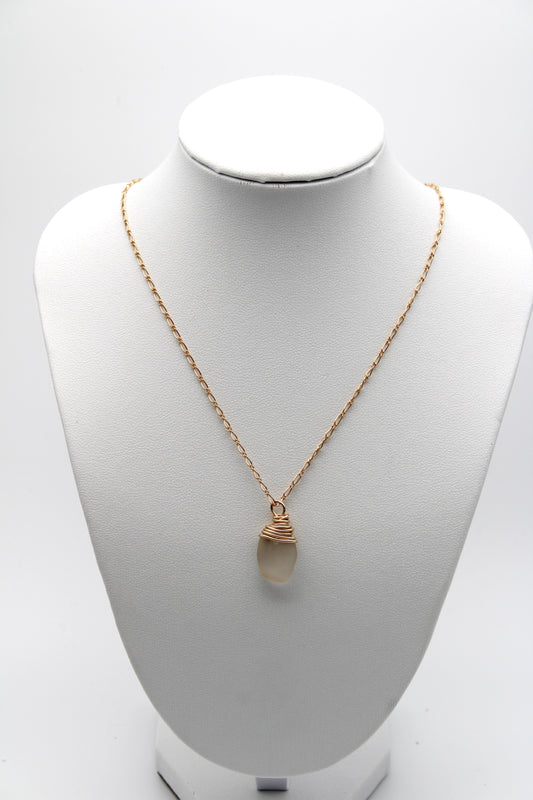 Clear Sea Glass Necklace