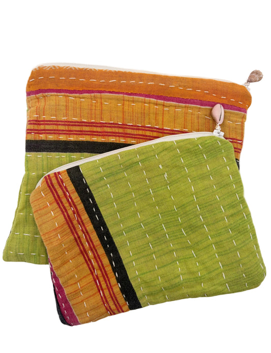 Kantha Shell Pouch Set
