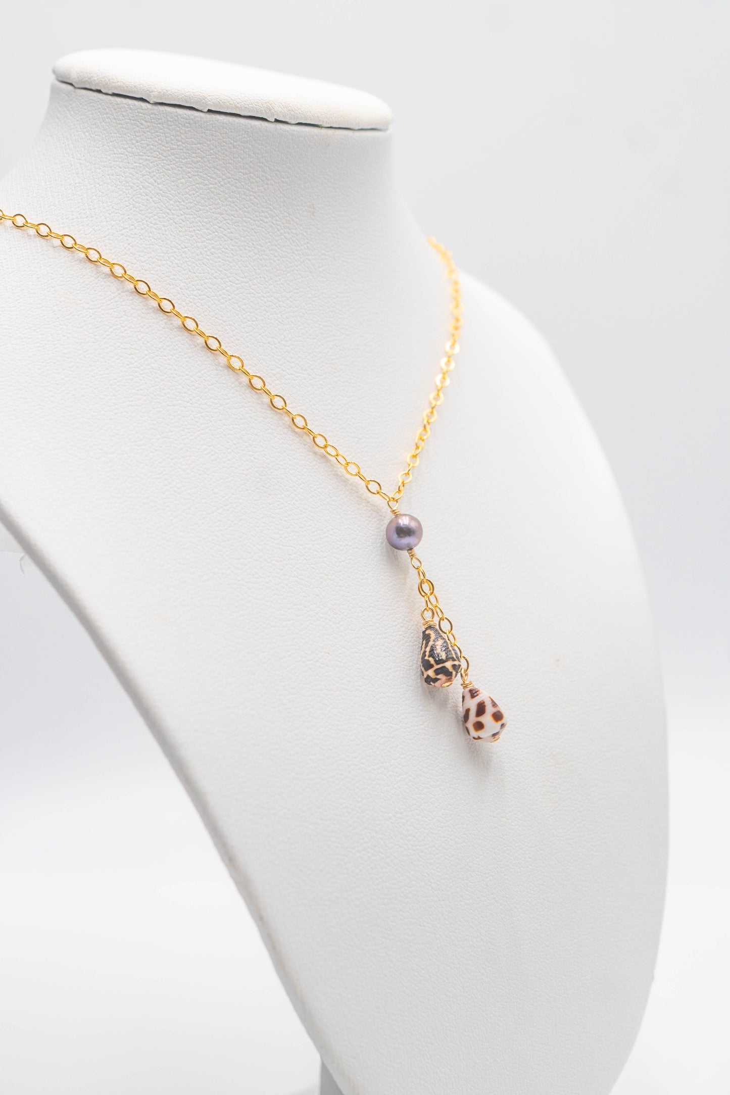Shells + Pearl Lariat Necklace