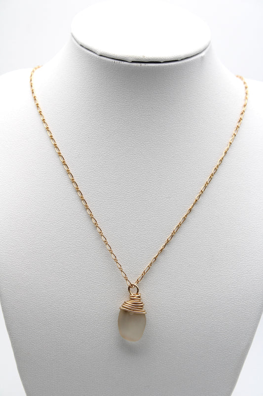 Clear Sea Glass Necklace