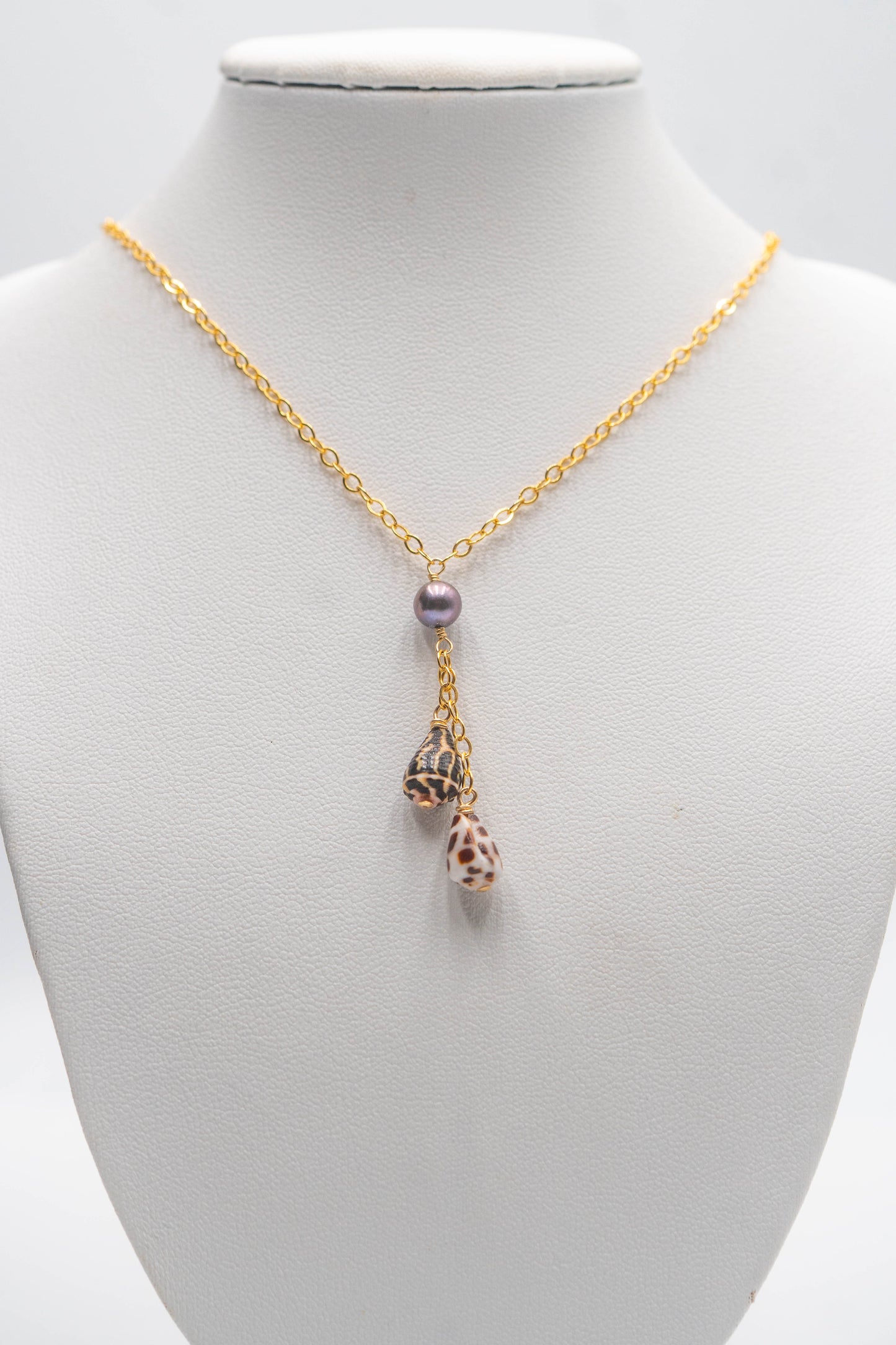 Shells + Pearl Lariat Necklace