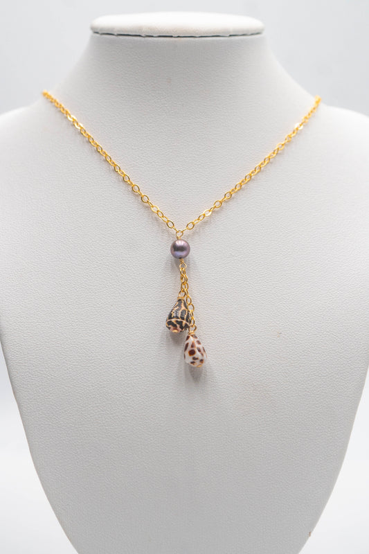 Shells + Pearl Lariat Necklace