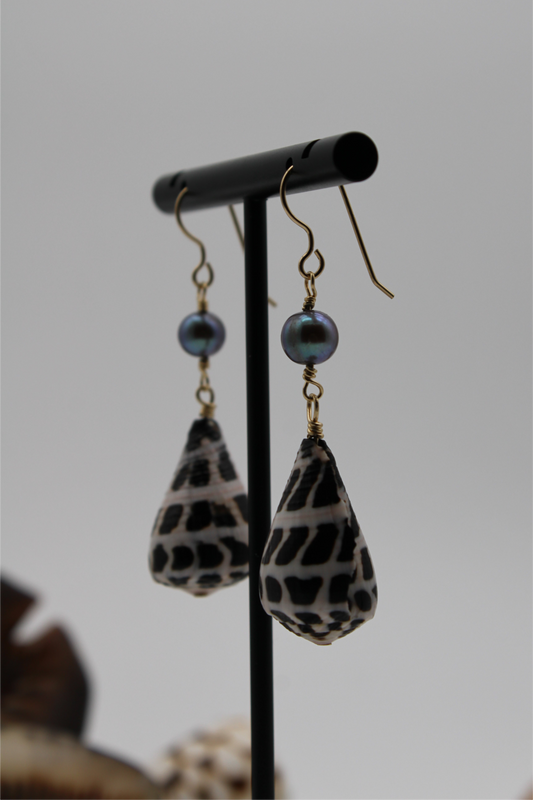 Hebrew and Akoya Pearl Earrings