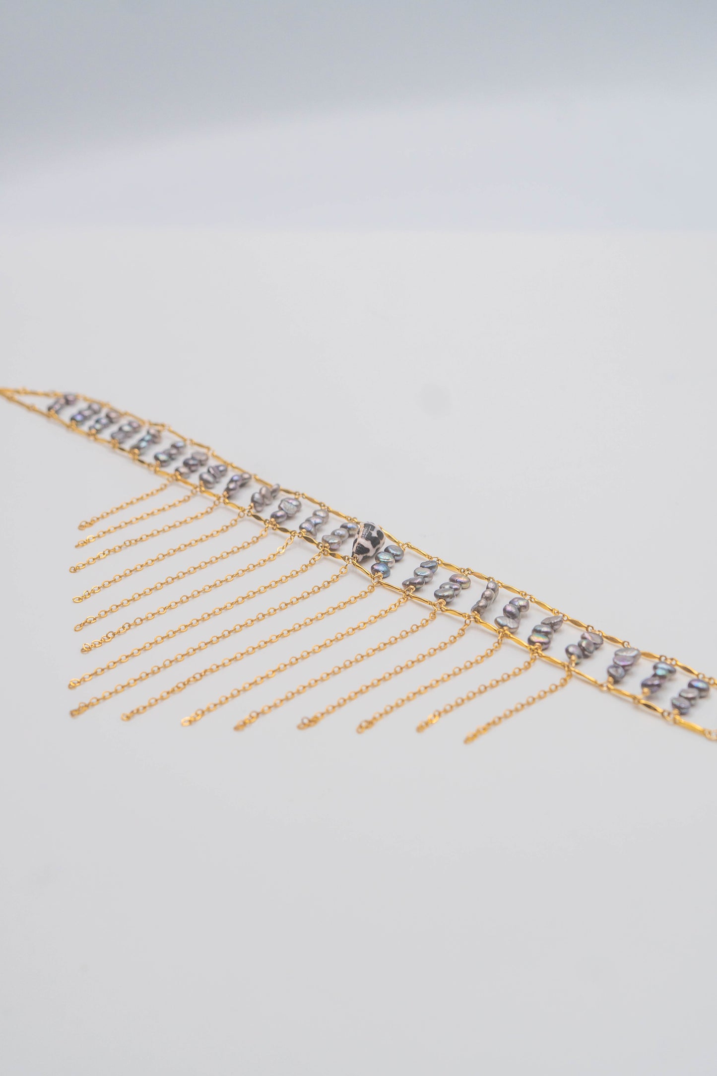Hebrew Shell + Keshi Pearl Crown Choker