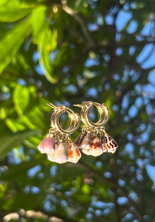 0.25 Inch Multi-Shell Hoop Earrings