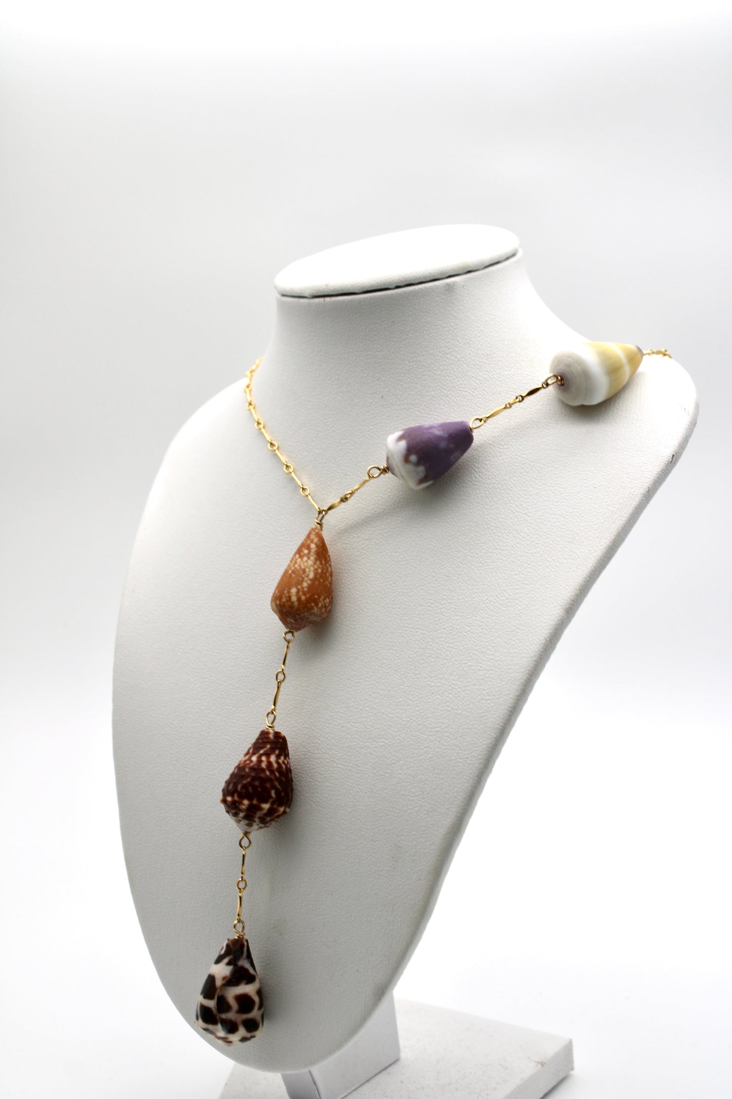 Asymmetrical Multi-Shell Necklace - 1 Inch Shells