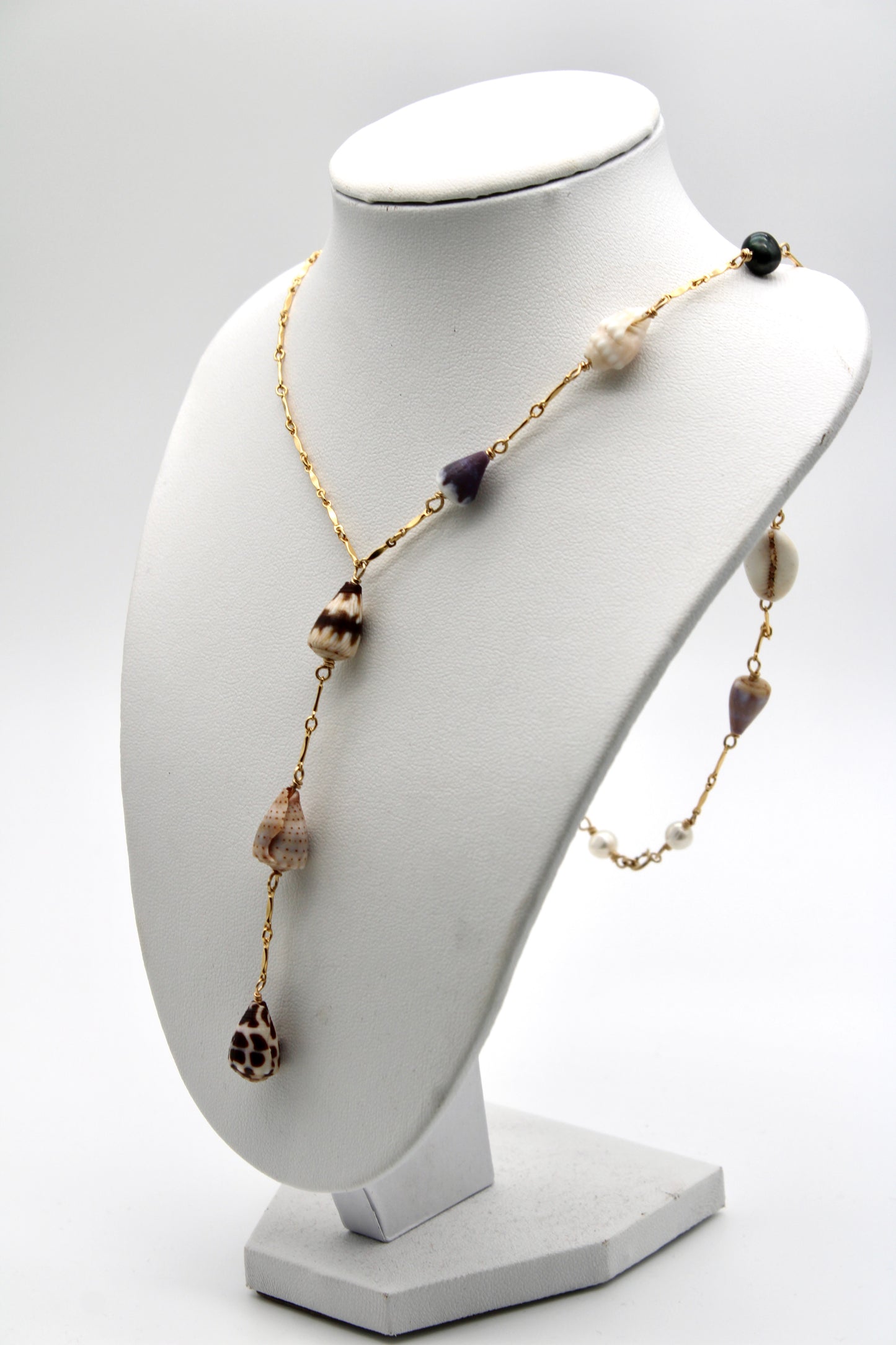 Asymmetrical Multi-Shell Necklace - .5 Inch Shells