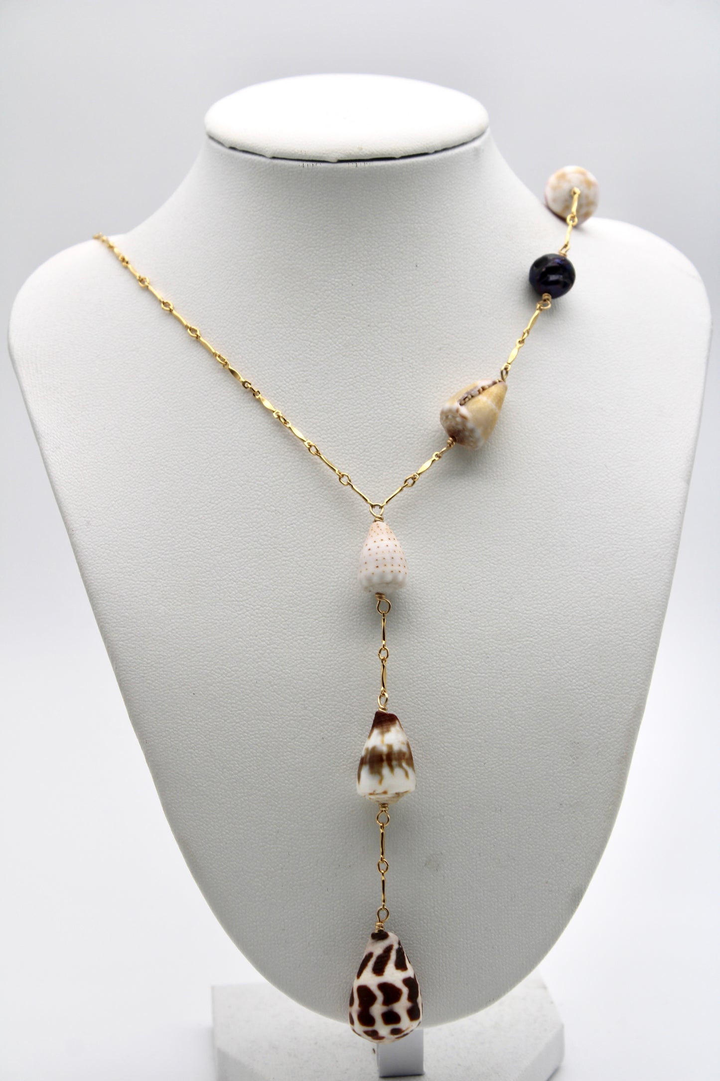 Asymmetrical Multi-Shell Necklace -  .75 Inch Shells