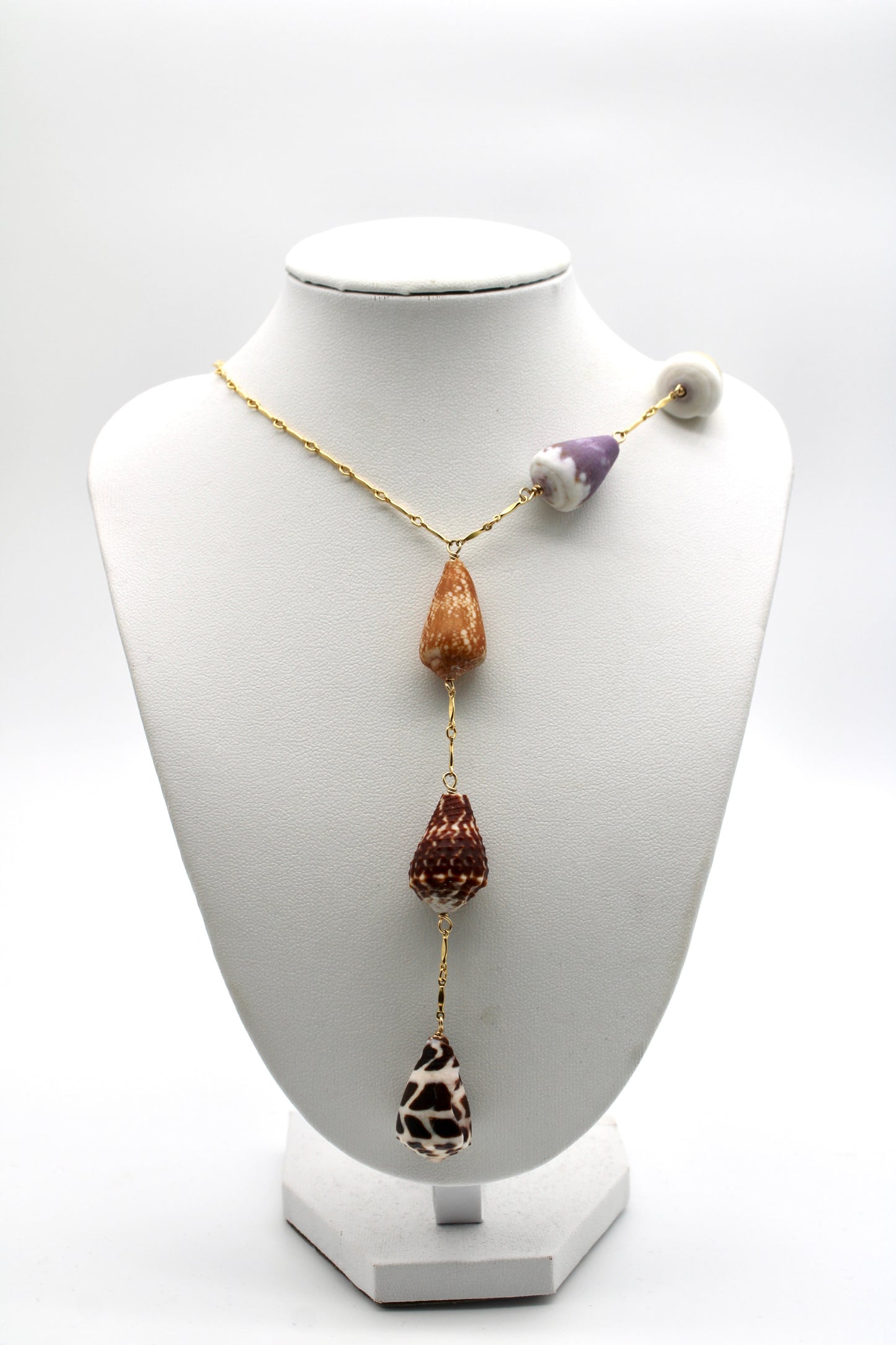 Asymmetrical Multi-Shell Necklace - 1 Inch Shells